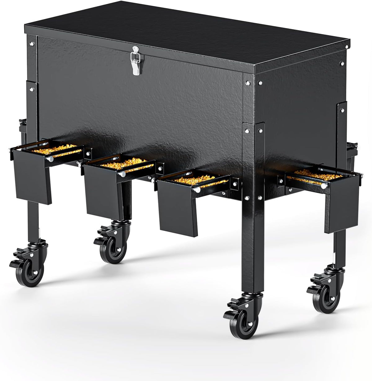 Gravity Deer Feeder, Heavy Duty Metal Deer Feeder, 128LB Large Capacity Automatic Dispenser Feeder, Portable Hunting