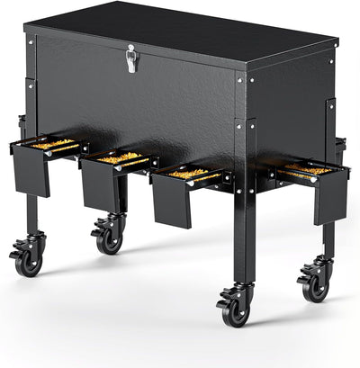 Gravity Deer Feeder, Heavy Duty Metal Deer Feeder, 128LB Large Capacity Automatic Dispenser Feeder, Portable Hunting