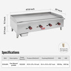 48"W Commercial Gas Griddle Countertop