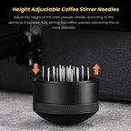 LOCADENCE Espresso Distribution Tools, Depth Adjustable Espresso Coffee Stirrer with Stainless Steel Needle, Portable Espresso Distributor with Base for Home Office, Coffee Lovers (53MM)