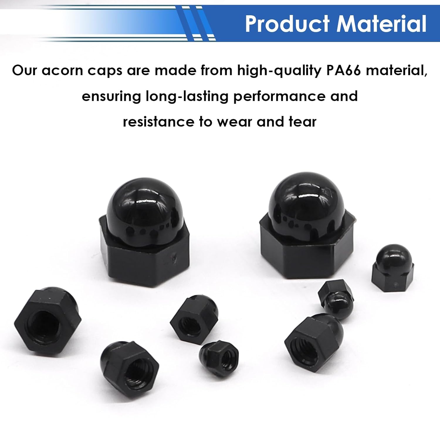 110Pcs 6-Sizes Hex Acorn Cap Nuts Assortment Kit - M3/ M4/ M5/M6/M8/M10 Bolt Cover Caps for Protection, Indoor and