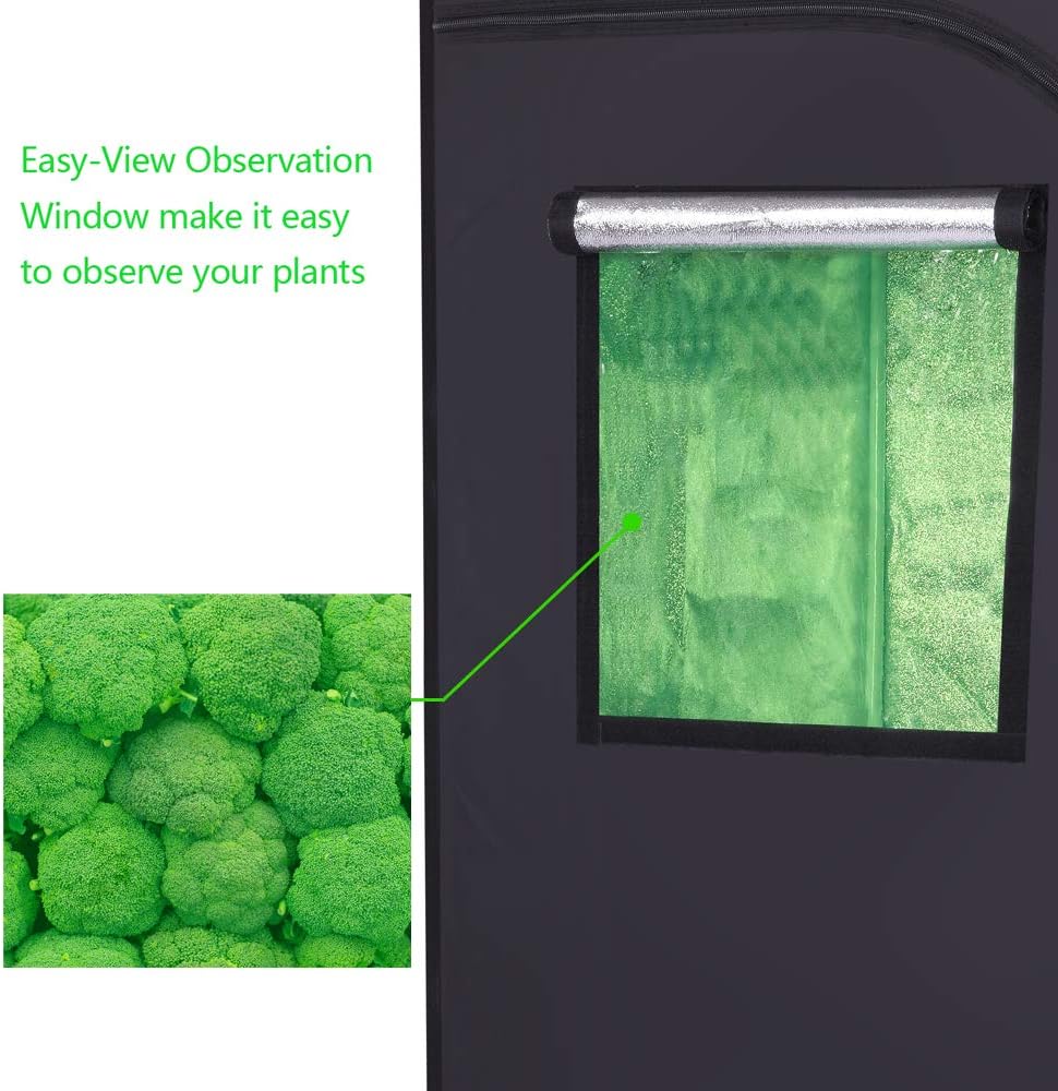 96"x48"x80" Mylar Hydroponic Grow Tent Grow Room with Obeservation Window and Removable Floor Tray for Indoor Plant