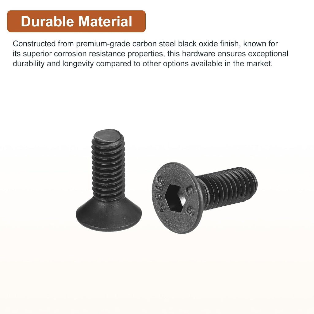 DTGN M3-0.5x8mm Flat Head Socket Cap Screws, 100 Pack Hex Socket Flat Head Screws Carbon Steel Black Oxide, Full Thread, Countersunk Bolts