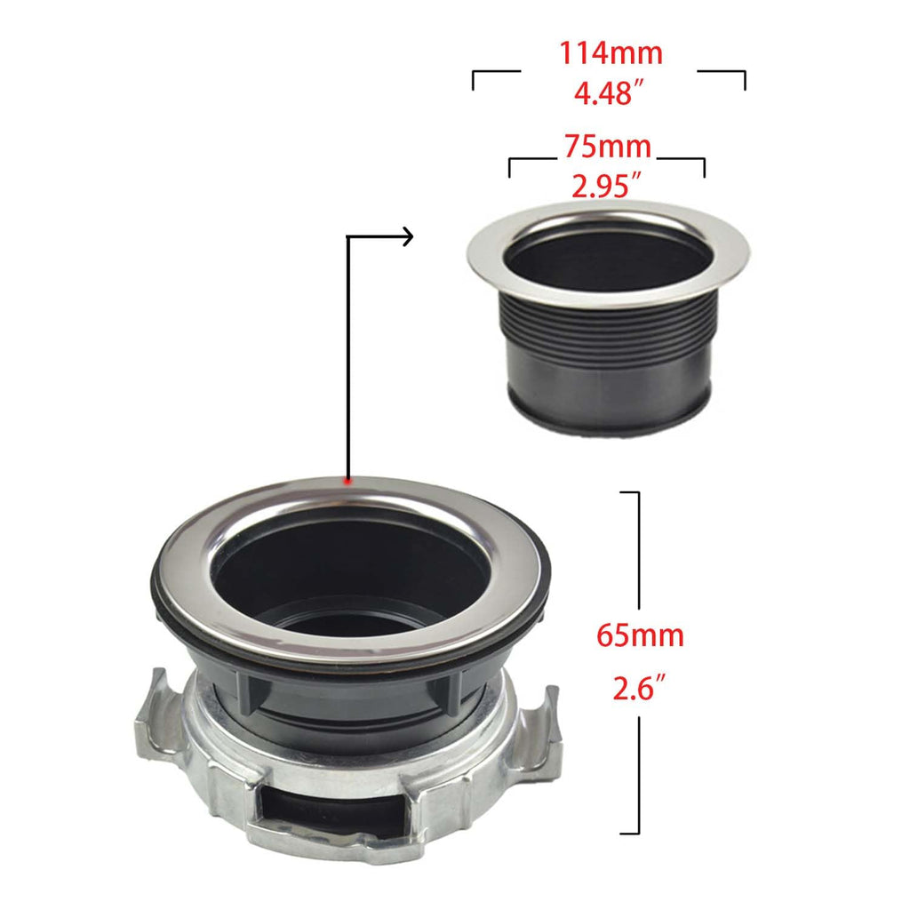 Garbage Disposal Mount Sink Flange Kit and Stopper for Waste King, Garbage Disposal Drain Assembly Kit, Rubber Flange and Drain Lock Nut for Waste King, Whirlaway Parts (114mm) Model : 1030