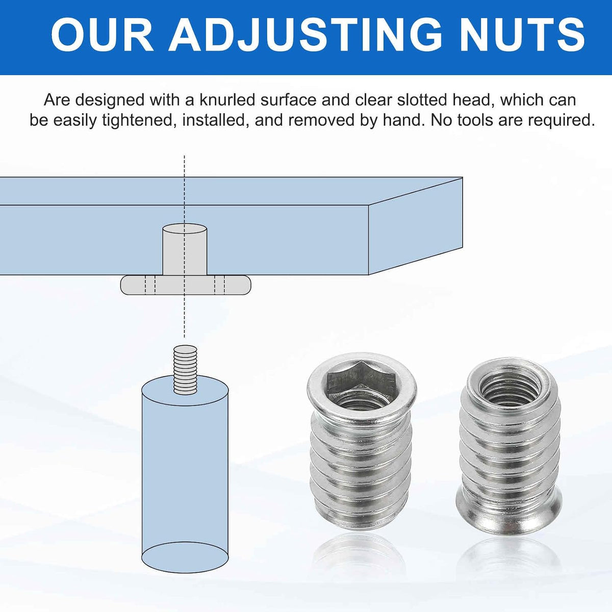 MECCANIXITY 6Pcs Threaded Inserts Nuts, M8x20mm Hex Socket Drive Nut Inserts for Wood - 304 Stainless Steel Screws Furniture Screw in Nuts Bolt Fastener Connector Wood