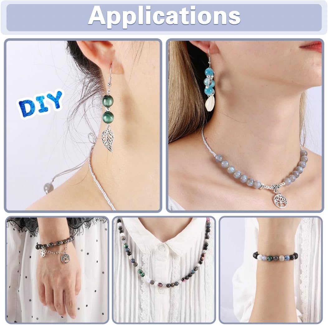 Glass Beads for Jewelry Making, 18 Colors Glass Beads for Bracelets Making kit Including 2-8mm Bead spacers/Lava