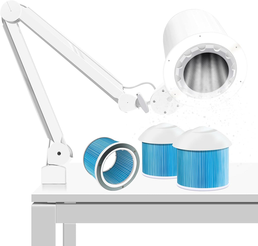 Professional Pedicure Nail Dust Collector, Overhead Nail Tech Manicure Vacuum Cleaner Extractor 80W wIth Desk Clamp