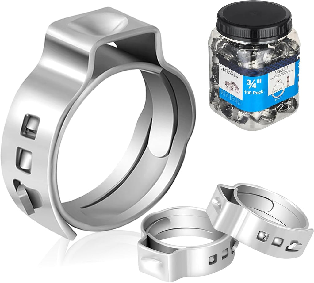 100PC HeSun 3/4" PEX Crimp Ring, Pex Cinch Clamp Ring(CLAMP018-100)