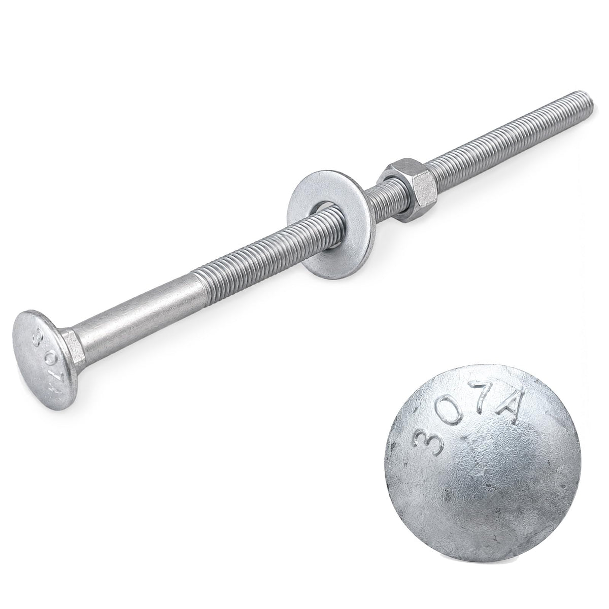 3/8" x 8" Carriage Bolt Kit 50 Pack, Grade 307A, Hot Dip Galvanized Carriage Bolt Set, Rust Resistance, Includes Hex