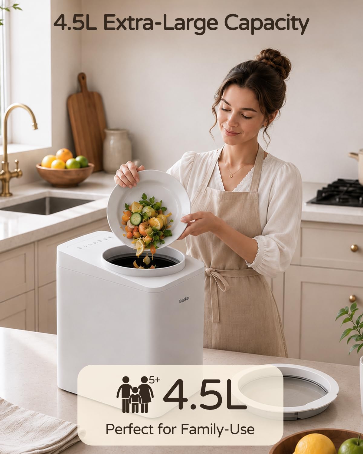 4.5L Large Electric Kitchen Composter & Food Recycler, Smart Indoor Odorless Countertop Compost Bin with Store Mode