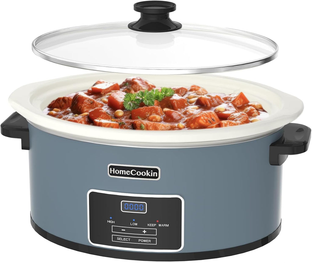 8-Quart Programmable Slow Cooker with Timer Keep Warm - Small Kitchen Appliance for Family Dinners - Serves 6+ People