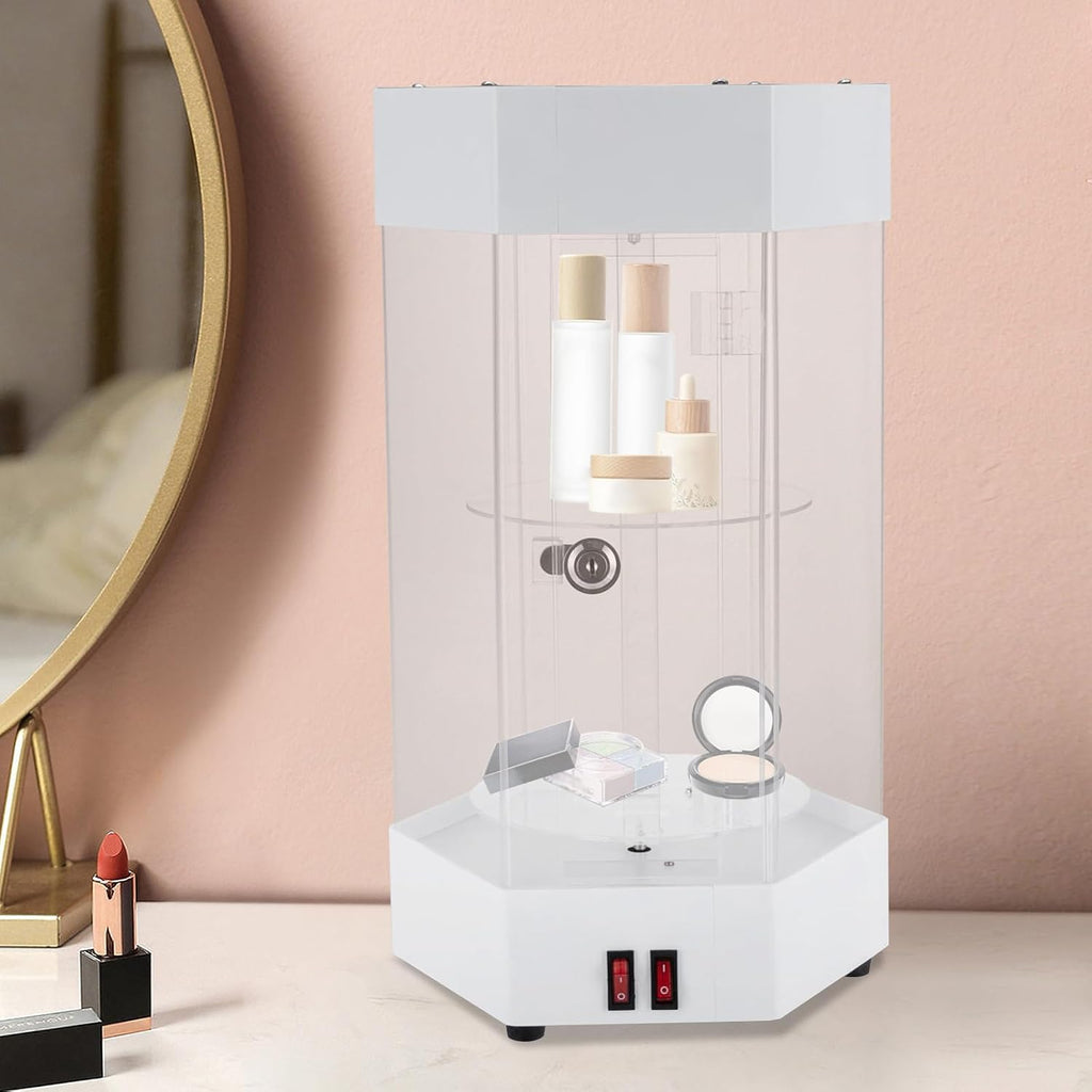 Electric Rotating Display Case Lockable Acrylic Jewelry Display Case Modern Collection Storage Display Cabinet