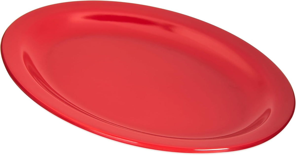 Kingline Oval Platter, Heavy Duty Melamine Dish for Serving, 12" x 9", 1 Count, Red