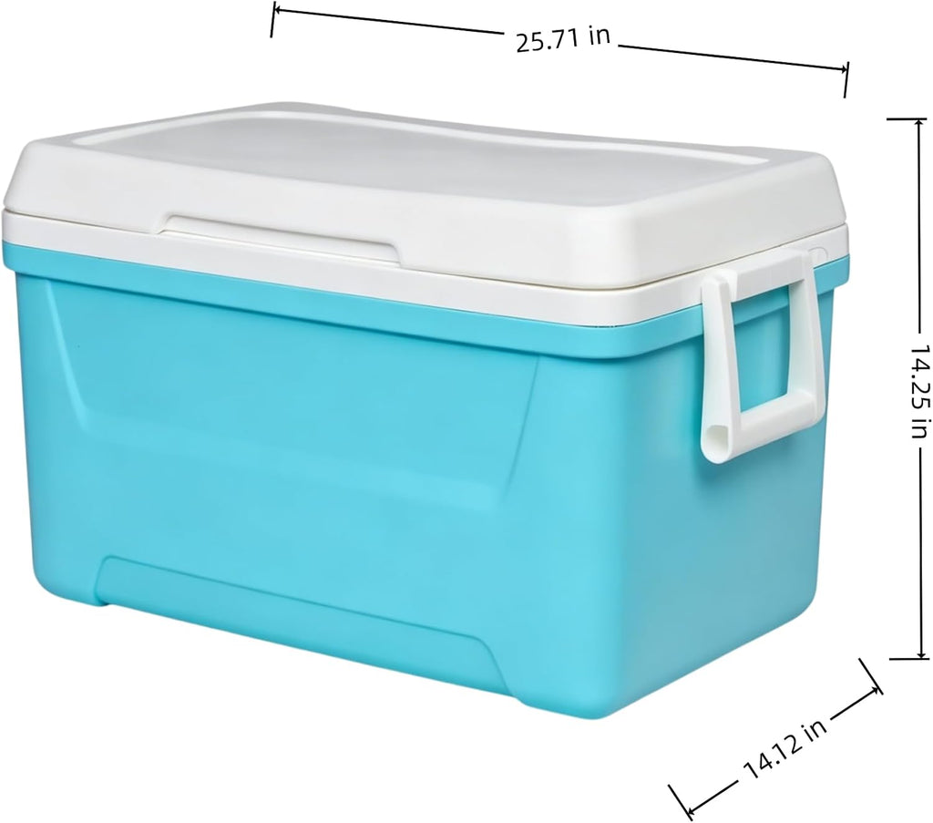 48 Quart Hard-Sided Ice Chest Cooler, Capacity Heavy Duty Ice Chest, Swing-Up Handles, Stain & Odor Resistant, Easy