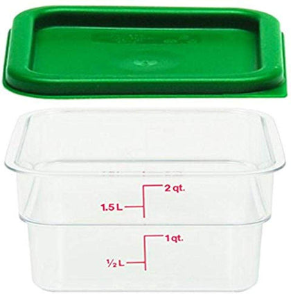 1 2SFSCW135 Clear Container with SFC2452 Kelly Lid, 2 Quart With Lid, Clear, Green