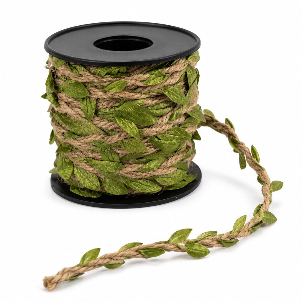 33Ft Green Leaf Jute Twine, Decorative Vine Rope for Wedding Gift