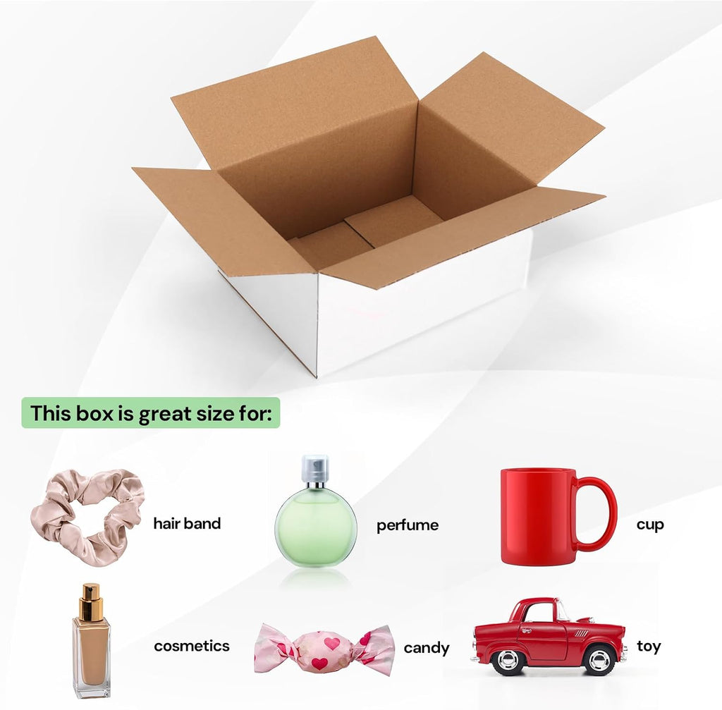 30 Pack 8x6x4 Shipping Boxes White, Small Corrugated Cardboard Box for Mailing, Packaging Small Business, Kraft