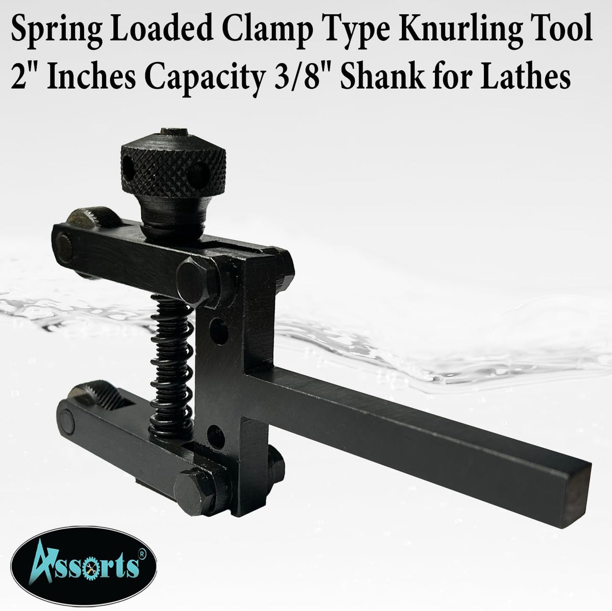 Spring Loaded Clamp Type Knurling Tool for Lathe Machines, 2" Capacity, 3/8" Shank, Precision Metalworking Tool