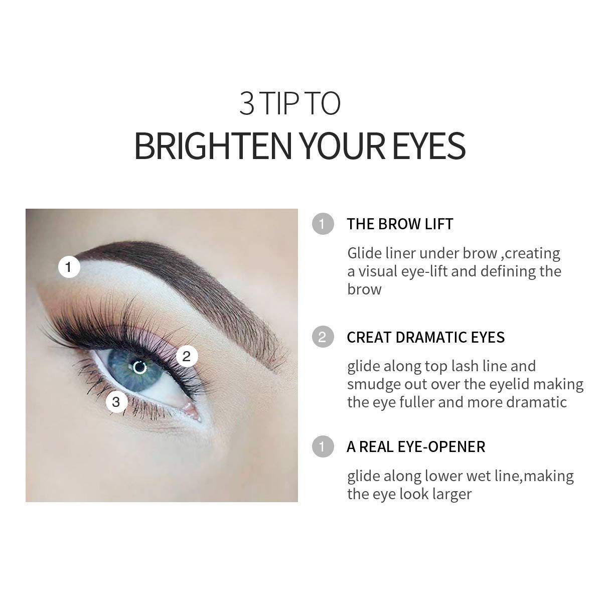 24pcs White Eyeliner Pencils, Long-Lasting White Highlighter