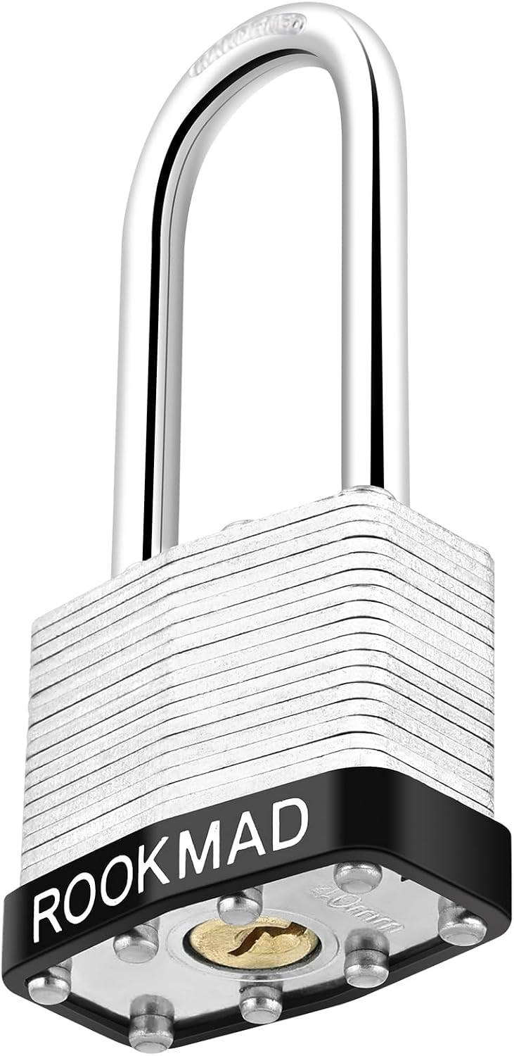 Keyed Padlocks, Laminated Steel Padlock, Keyed Alike Locks with Same Keys, Long Shackle, PE Plastic Hoop, This Pad