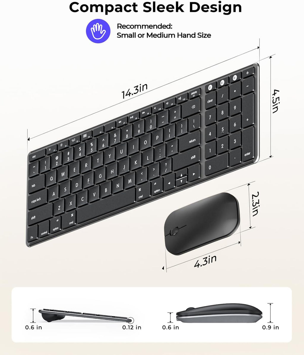 SKM64-2 Bluetooth Keyboard and Mouse Combo for Mac, MacBook and iPad | Multi-device Bluetooth switching, quiet