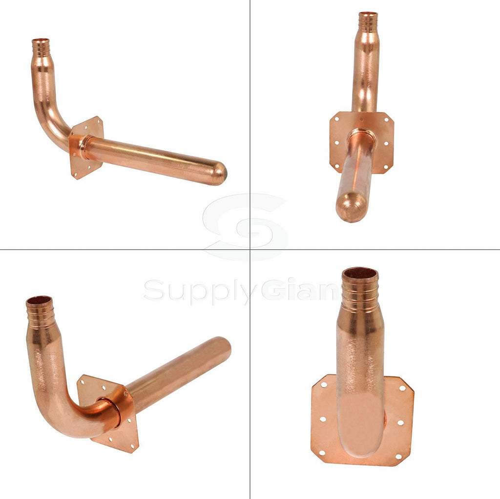 Supply Giant QTP-34G8 PEX Copper Stub Out Elbow with Wall Flange, 3/4", Brass
