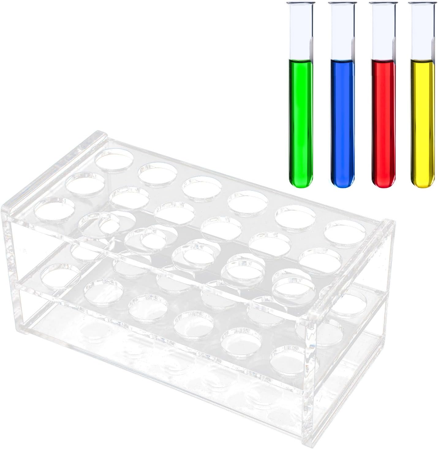 17mm Test Tube Rack with 18 Holes - Sturdy Transparent Centrifuge Tube Holder for 10ml and 15ml Test Fits 10ml 15ml