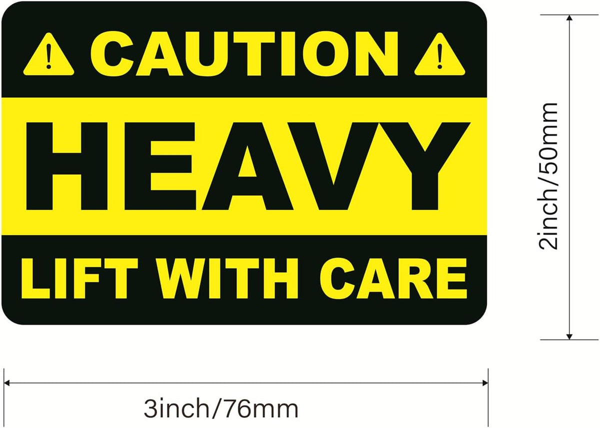 2x3 inch 200pcs Yellow Caution Heavy Lift with Care Shipping Sticker