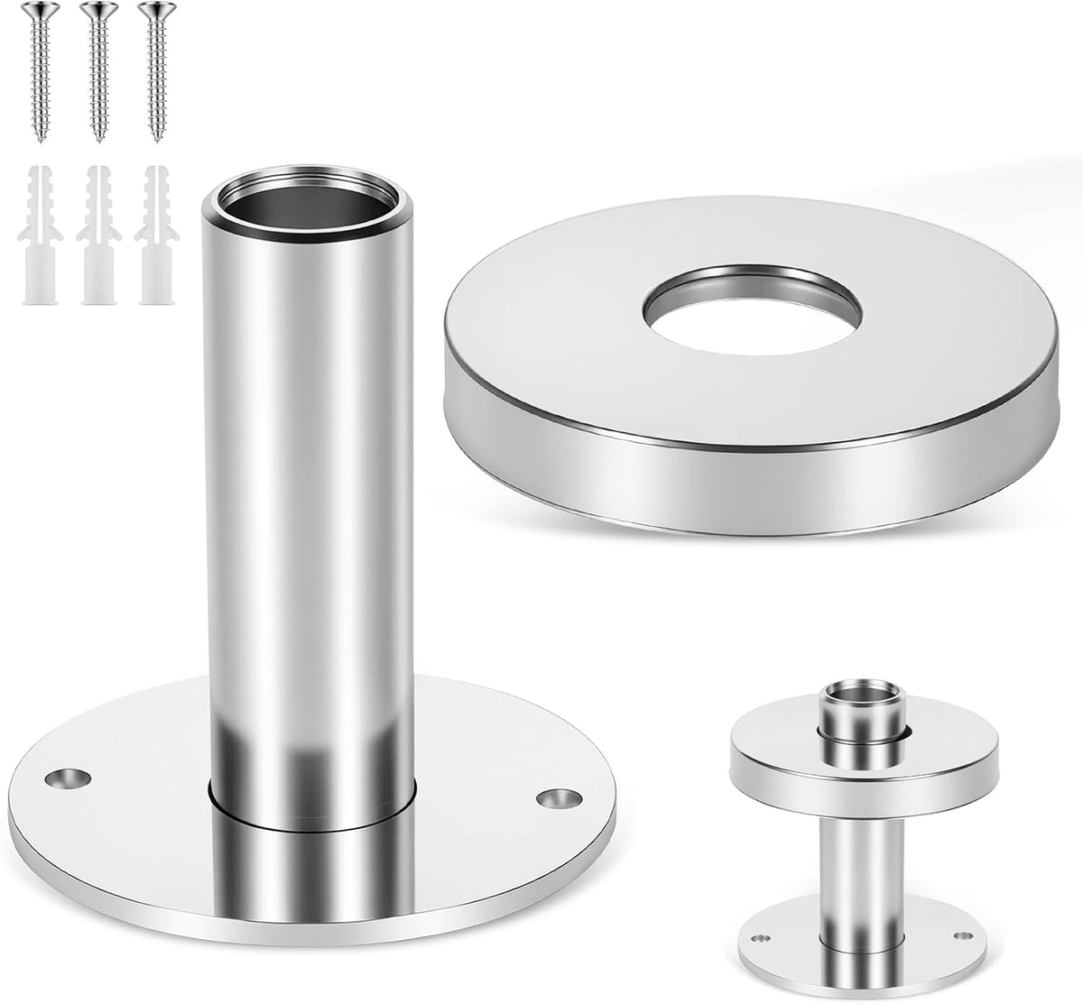 1/2 Inch PEX Stub Out Support, Toilet Water Line Cover, Chrome-Plated Metal