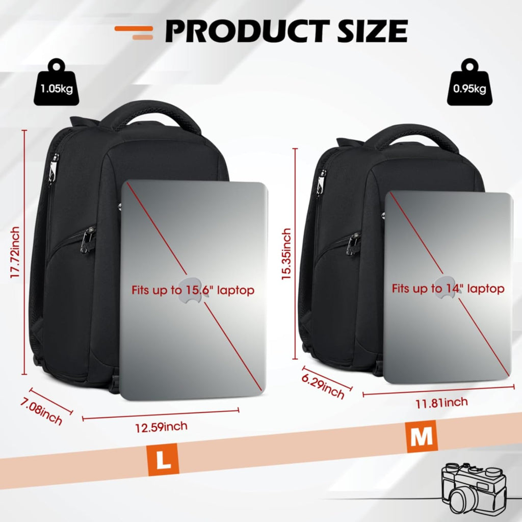 Camera Bag Backpack Professional for DSLR SLR Mirrorless Camera Waterproof Laptop Back Pack 14 Inch with Rain Cover