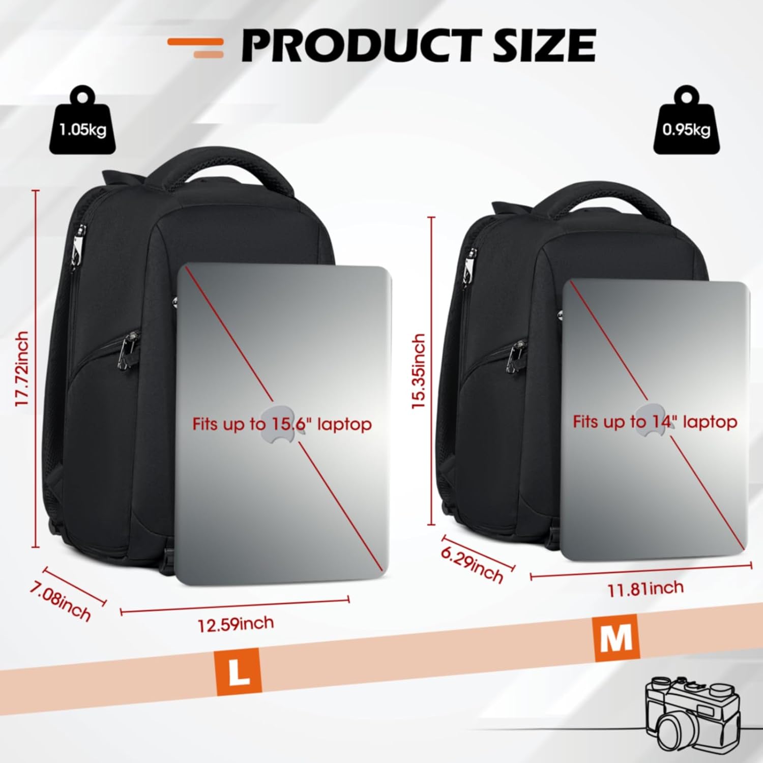 Camera Bag Backpack Professional for DSLR SLR Mirrorless Camera Waterproof Laptop Back Pack 14 Inch with Rain Cover