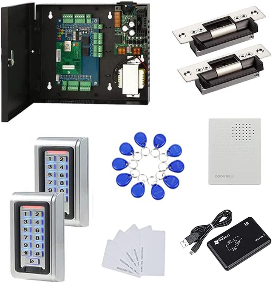 Waterproof Metal Keypad Reader Standard North American Strike Lock TCPIP 2 Doors Access Control Systems 110-240V