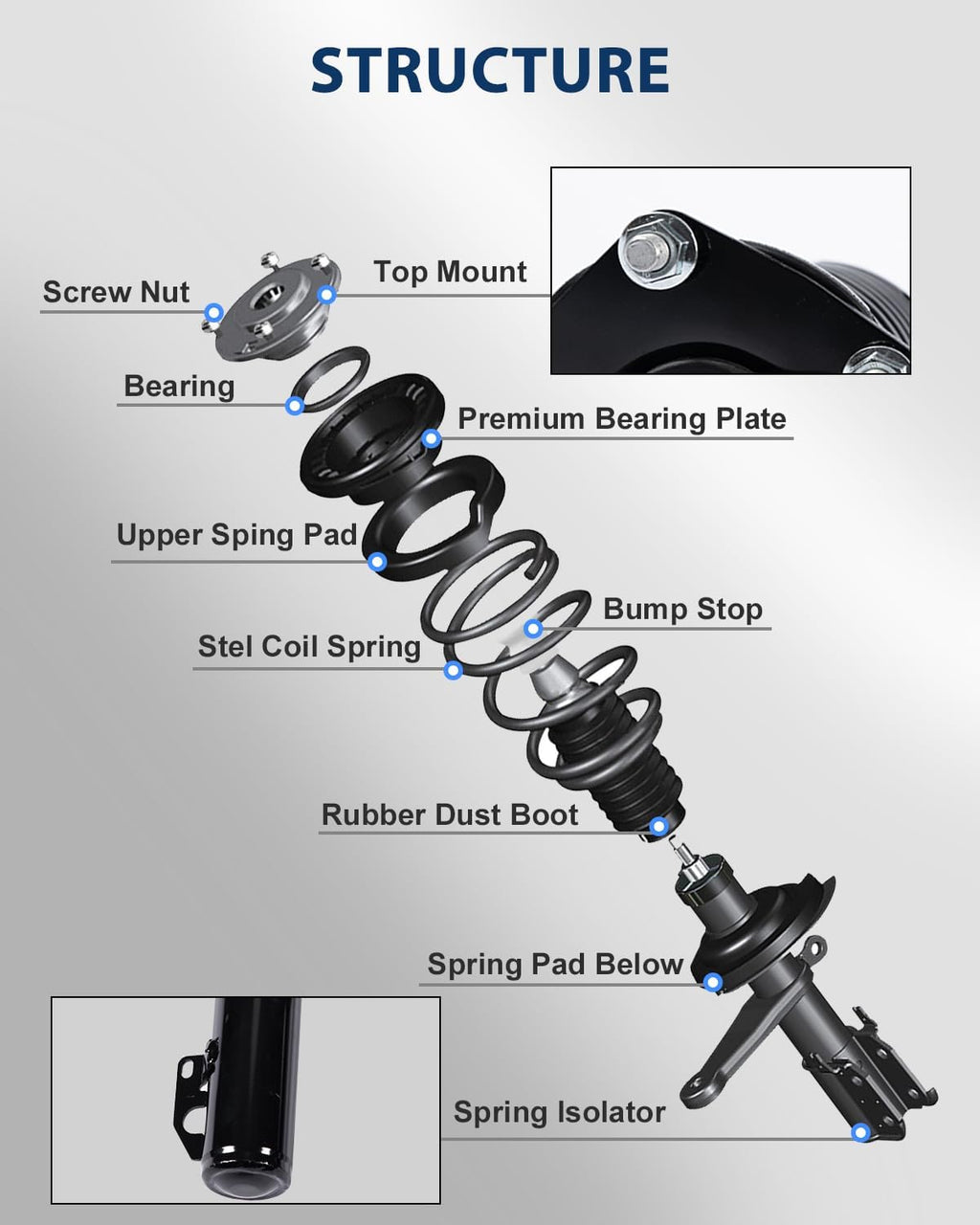 2Pc Struts & Shocks Fit for Toyota Camry 2018-2020 Avalon 2019-2021