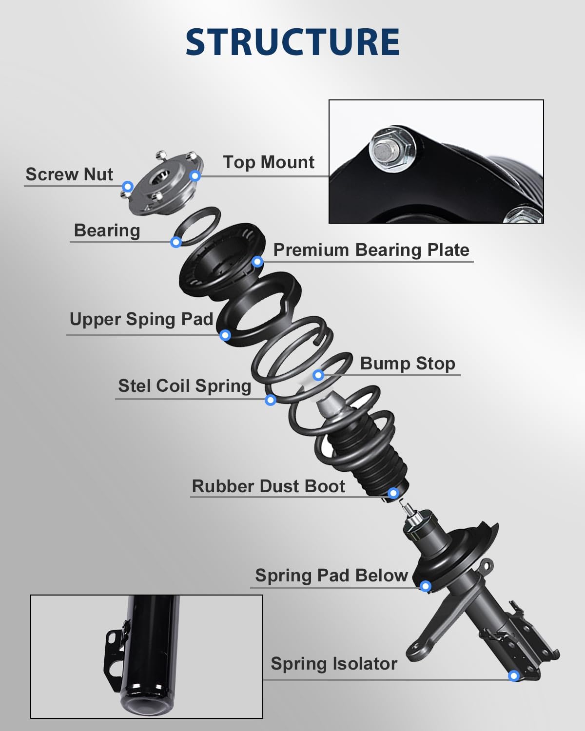 2Pc Struts & Shocks Fit for Toyota Camry 2018-2020 Avalon 2019-2021