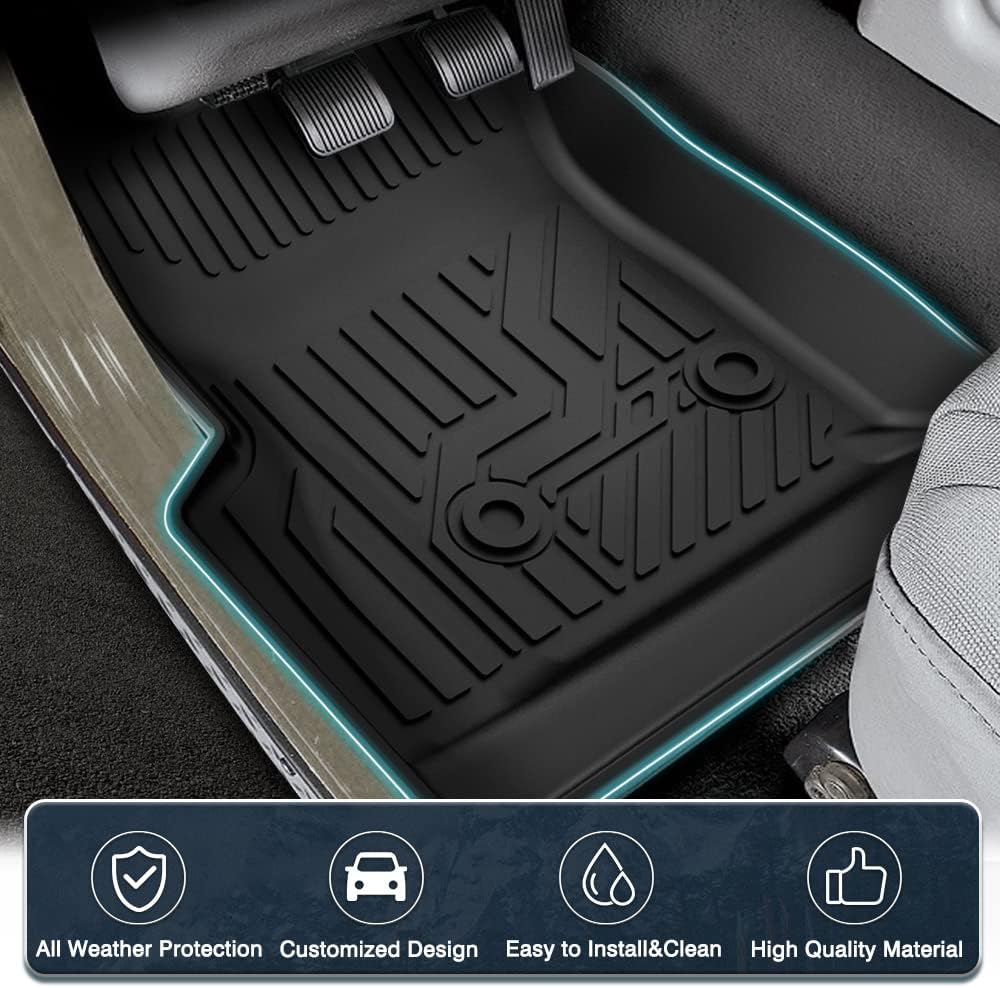 Floor Mats for Jeep Wrangler TJ 1997-2006, TPE All Weather Floor Liners Front Row 2PCS, Waterproof Rubber Car Mats for Wrangler TJ Accessories, Black