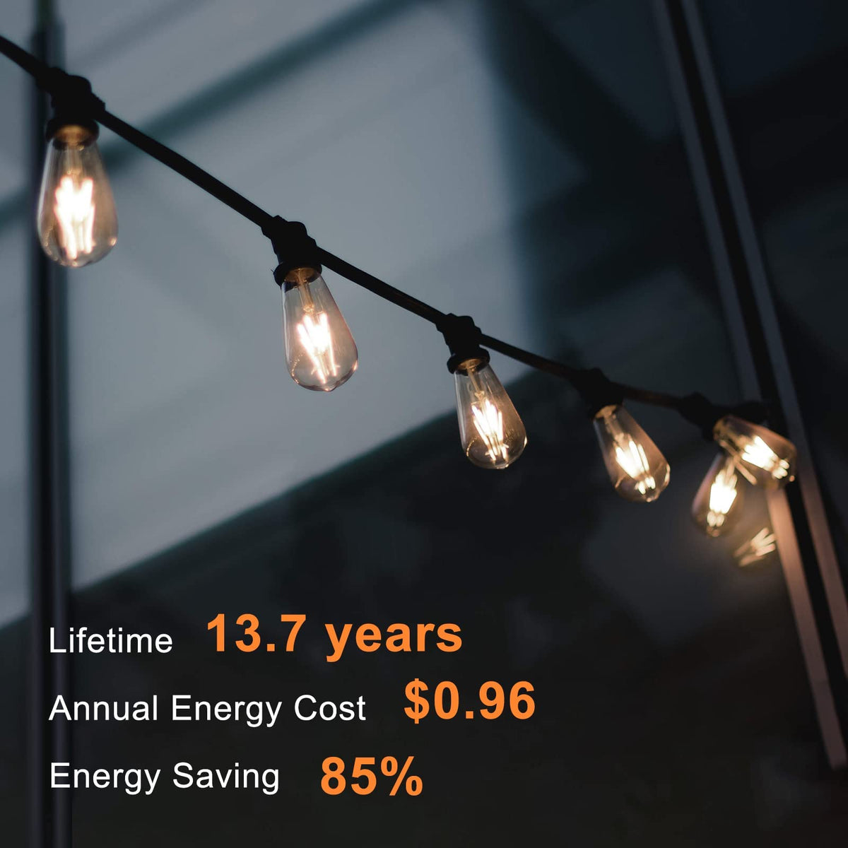 4 Pack Edison LED Light Bulbs, E26 Base, 8W 2700K, Dimmable