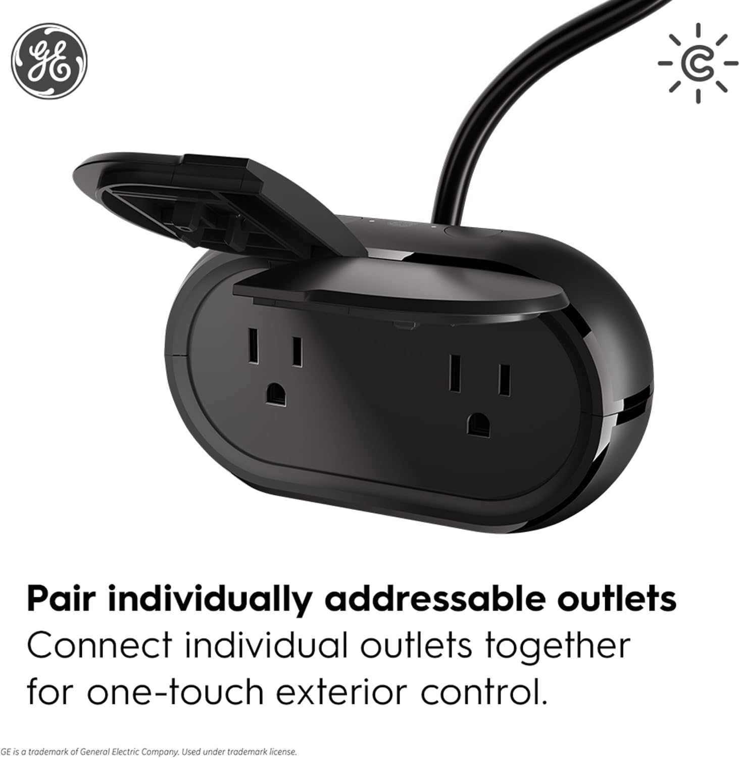 GE Cync Outdoor Smart Plug, Wi-Fi & Bluetooth, Alexa & Google, 1pk | Weather-resistant outdoor smart outlet, Wi-Fi &