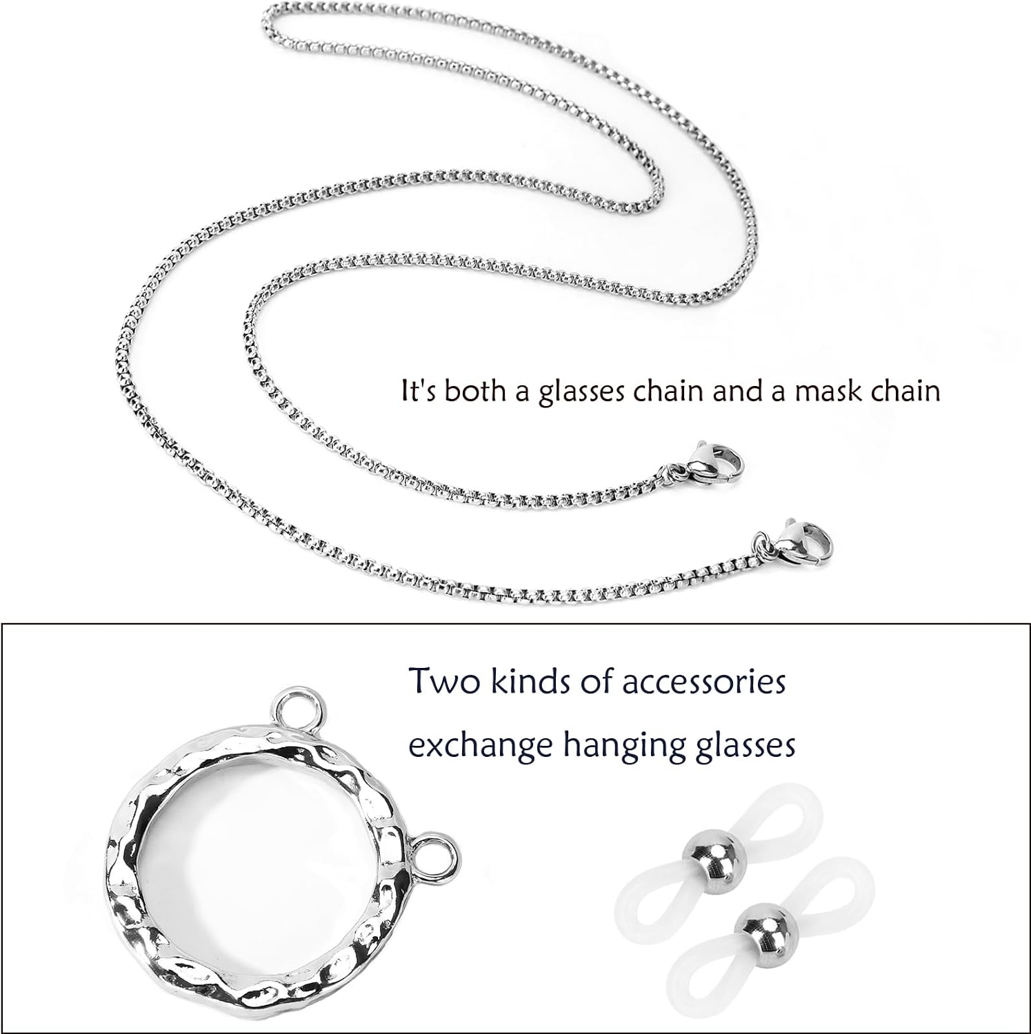 Glasses Holder Chain Loop Eyeglasses Necklace Ring for Women Reading Glasses Sunglasses Necklace for Men