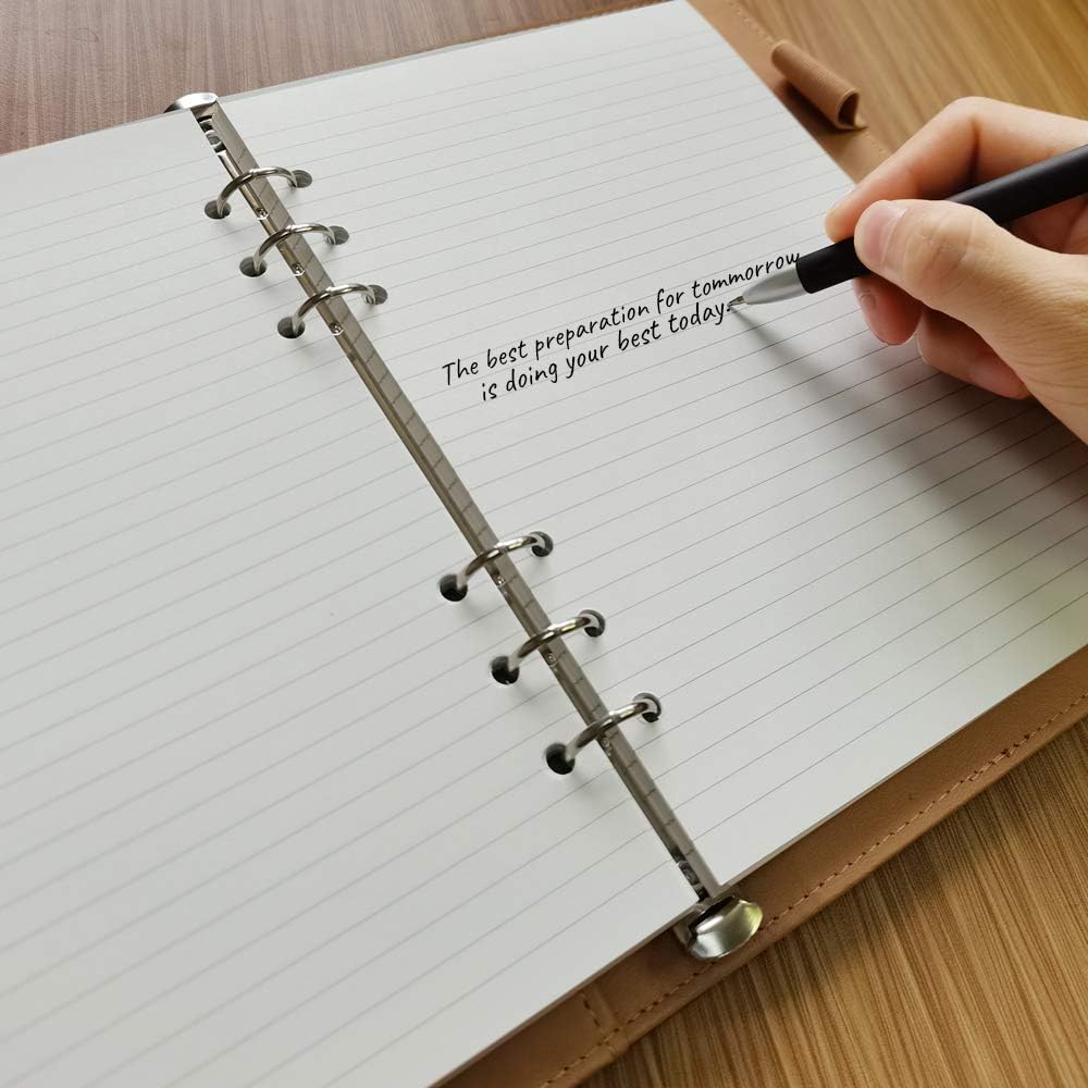 A5 Lined Paper, Refills for Filofax Planner, Organizer, Binders, 6 Hole Punched, 100 Sheets/200 Pages, 100gsm, White