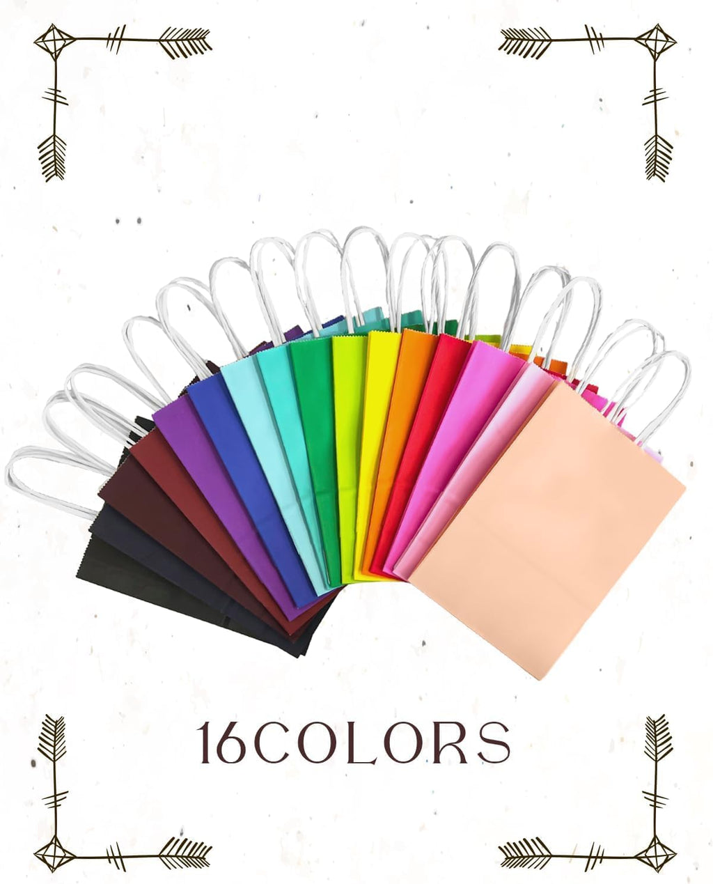 32Pcs Paper Gift Bags with Handles, 16 Different Senior Colors