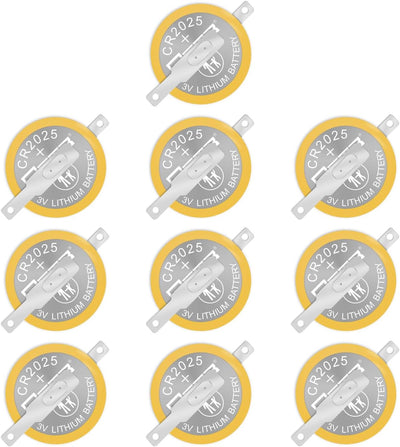 EEBM 10 Pack CR2025 Battery 3V Lithium Battery Button Coin Battery 2025 Gameboy Cartridge Battery Soldered Sheet