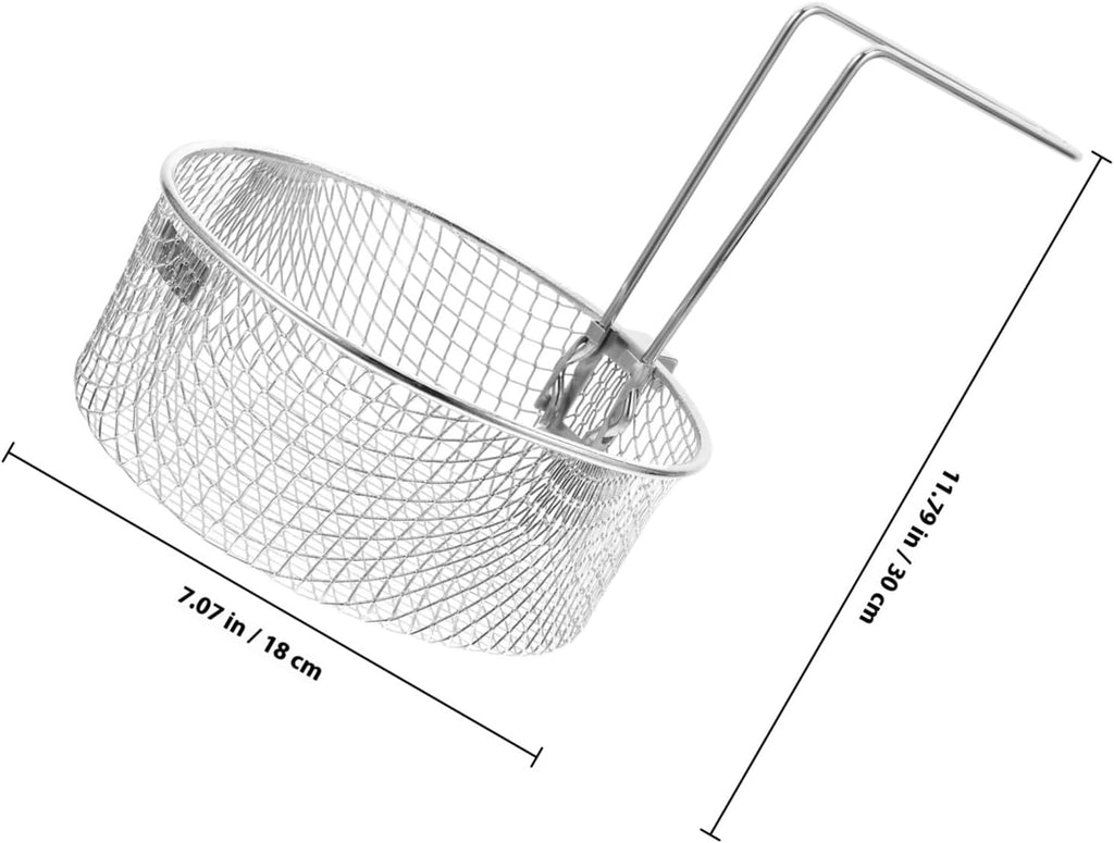 Deep Fryer Basket 2L Stainless Steel Round Fry Strainer with Handle