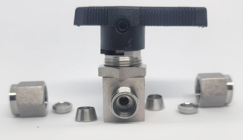 Stainless Steel Mini Ball Valve, 1/4", 316 Stainless Steel, 1000 PSI. Swagelok Compatible SS-42GS4, SS42GS4 Parker Compatible 4A-MB4LPFA-SSP. 1/4" Valve.