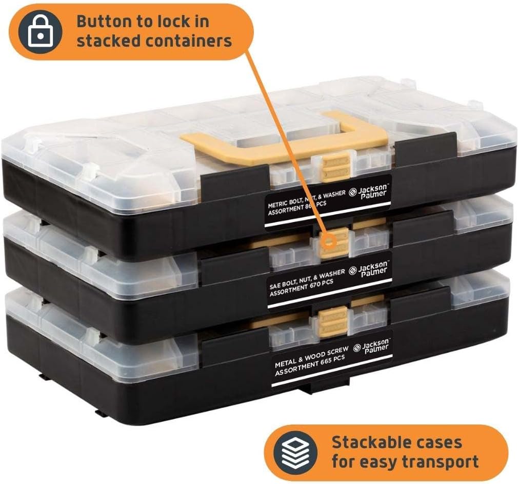 2251 Piece Hardware Assortment Kit with Screws, Nuts, Bolts & Washers (3 Trays)…