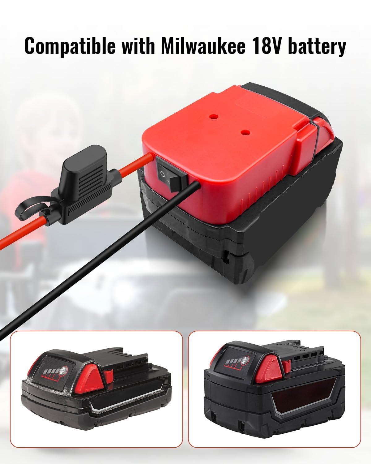 Power Wheel Adapter Kit Fit for Milwaukee 18V Battery,Low Voltage Protector