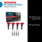 TRQ Performance Ignition Coil and Spark Plug Kit 8 Piece Iridium Spark