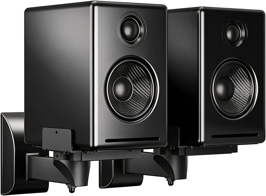 Speaker Wall Mount Adjustable for Large Bookshelf Speaker Mounts | Swivel Speaker Wall Mounts with Surround Sound