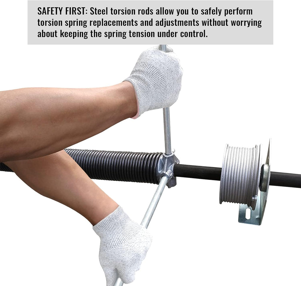One Pair 17.2 Inch Torsion Spring Winding Rods with Non-Slip Handle,1/2 Inch Diameter Solid Steel Metal Winding Bars