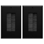 VCE Brush Wall Plate for Low Voltage Cables, Black, 2-Pack