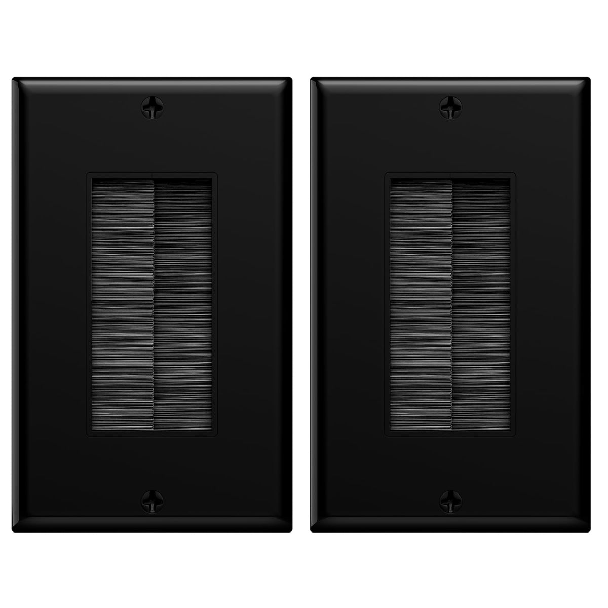 VCE Brush Wall Plate for Low Voltage Cables, Black, 2-Pack